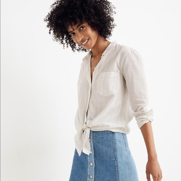 Madewell Tops - NWT Madewell Tie Front Shirt in Stripe